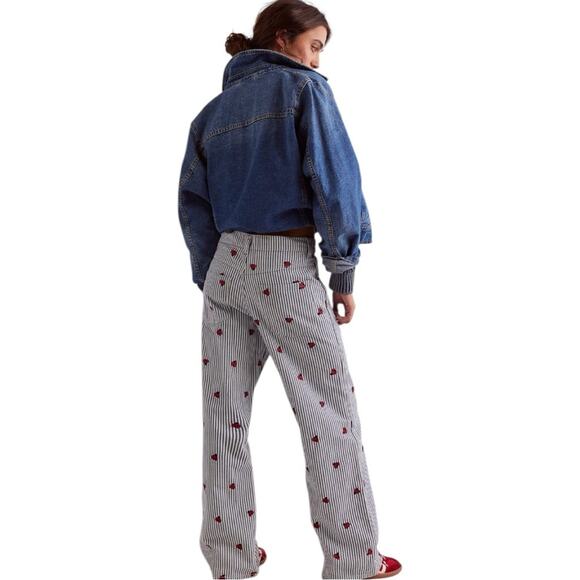 We The Free Jeans Lady Bug Straight Leg Striped Size 31 - Picture 5 of 7